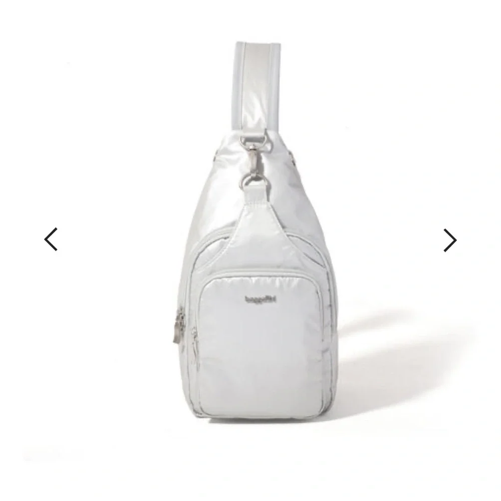 Baggallini Sleek Silver Sling Backpack